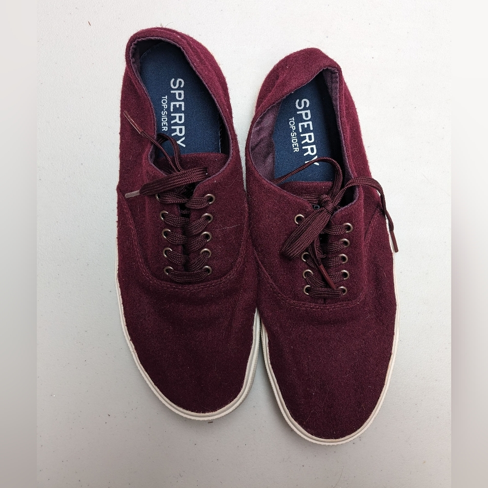 Sperry Top-Sider Womens Captains CVO Wool Lace Up Shoe Maroon size 8